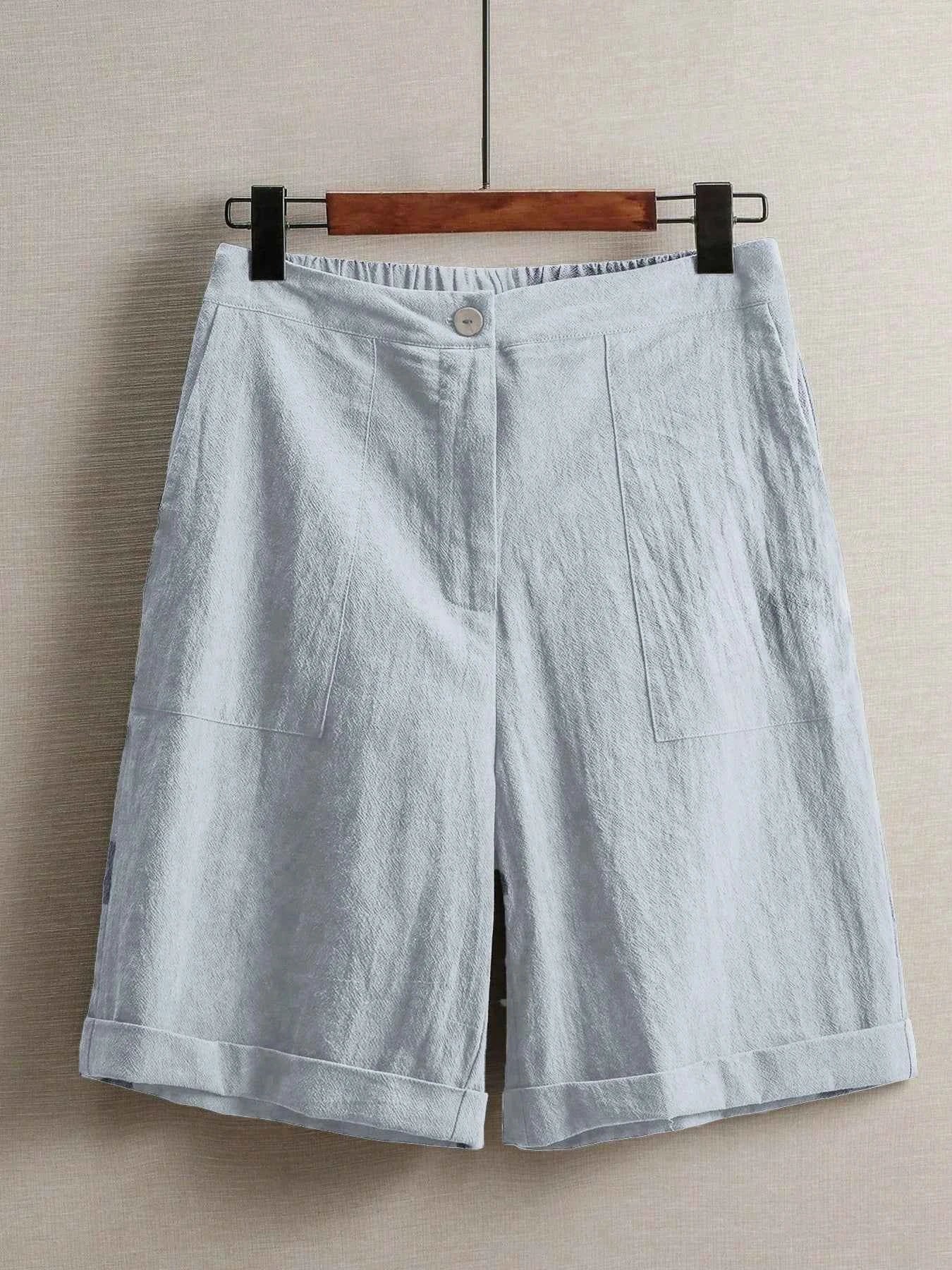 Summer women's thin five-point pants, wide-leg casual straight-leg high-waisted women's pants, fashionable outdoor sports pants