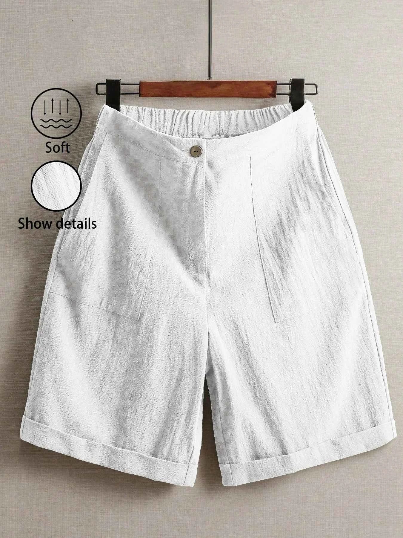 Summer women's thin five-point pants, wide-leg casual straight-leg high-waisted women's pants, fashionable outdoor sports pants