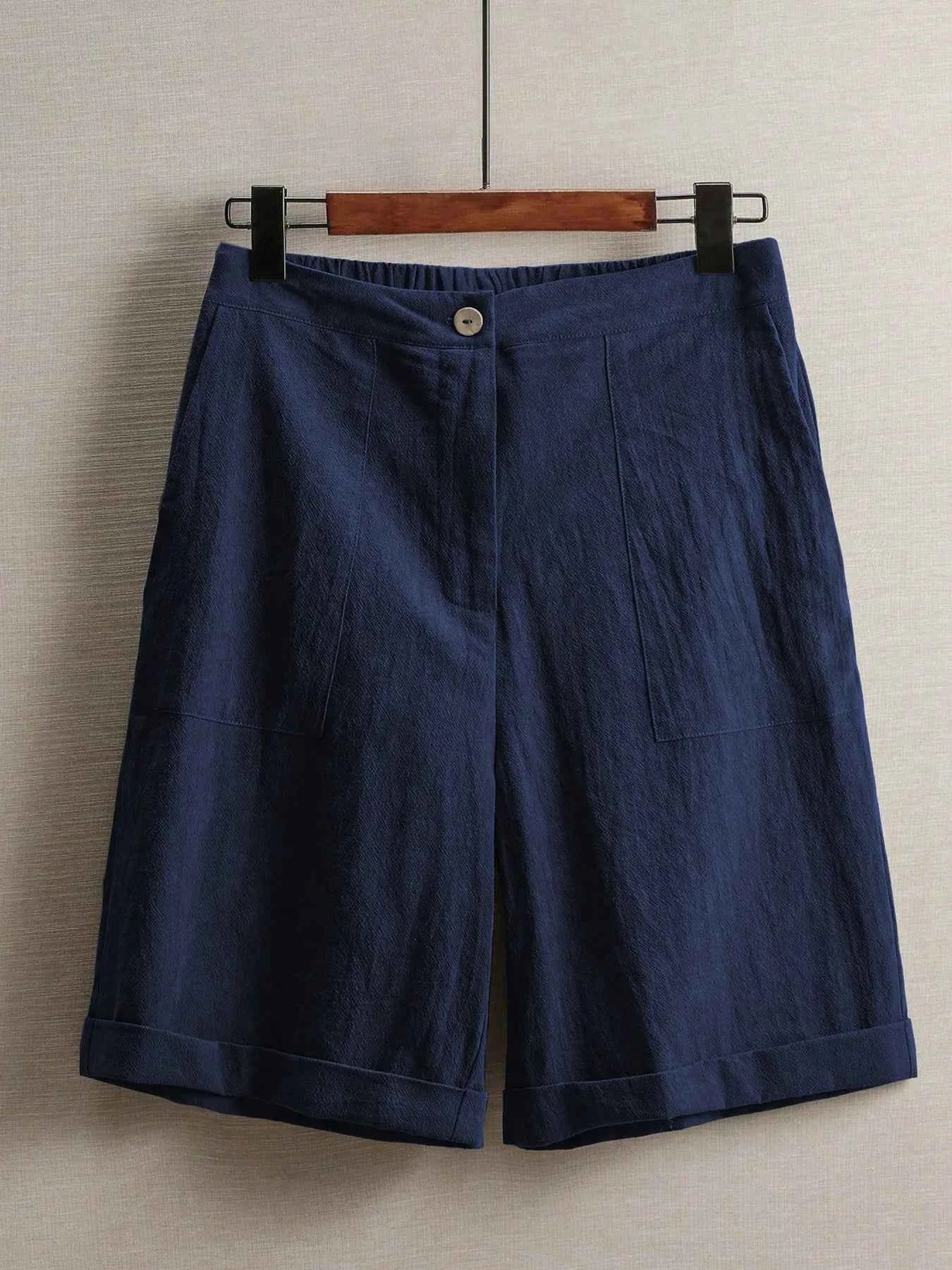 Summer women's thin five-point pants, wide-leg casual straight-leg high-waisted women's pants, fashionable outdoor sports pants