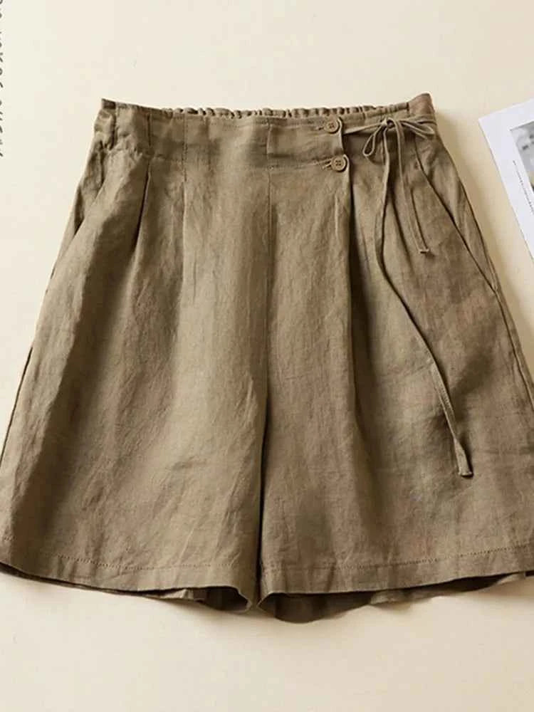 Women Casual Short Pants New Arrival 2023 Summer Vintage Style Solid Color Loose Comfortable Female Cotton Linen Shorts B2438