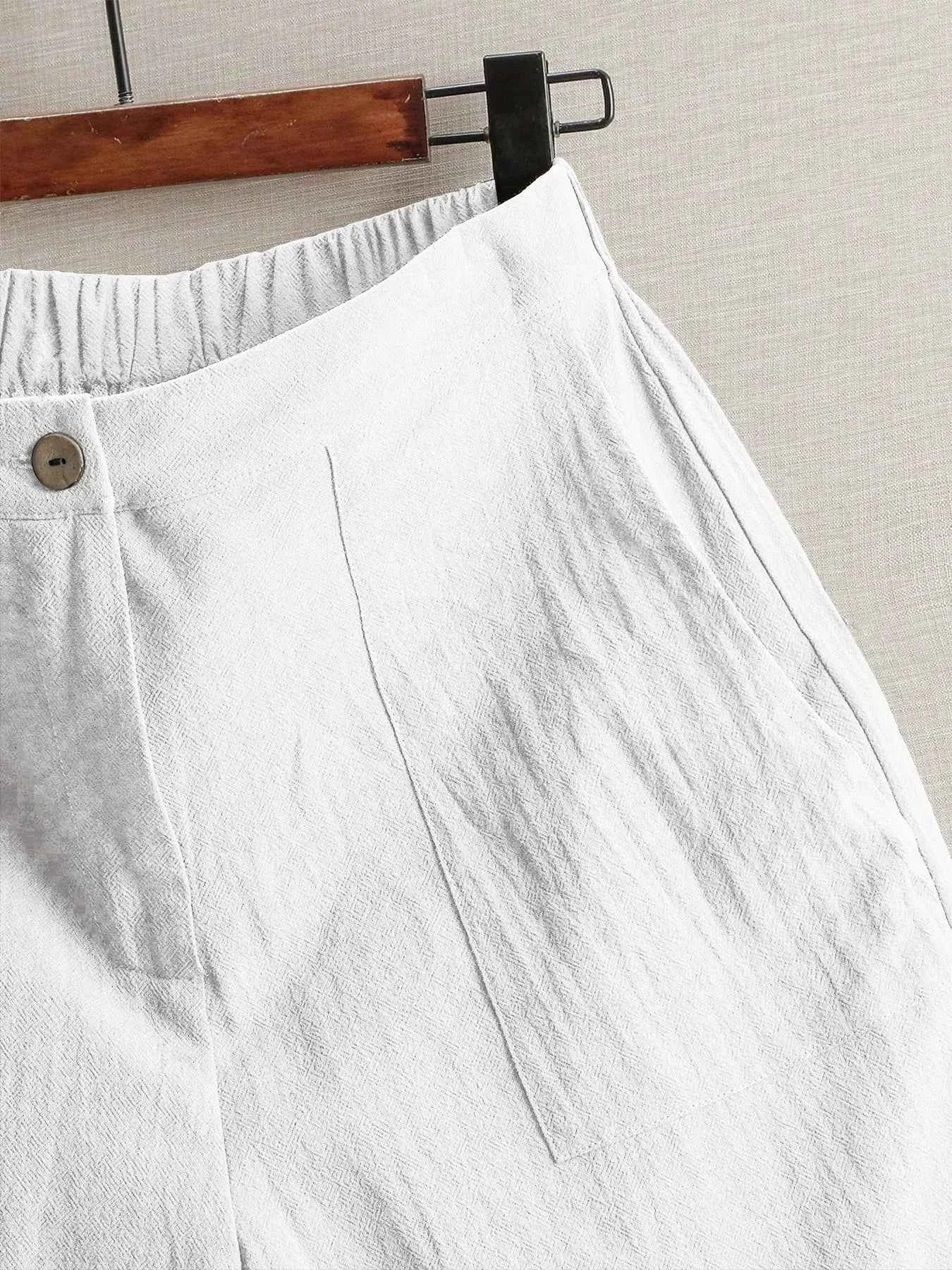 Summer women's thin five-point pants, wide-leg casual straight-leg high-waisted women's pants, fashionable outdoor sports pants