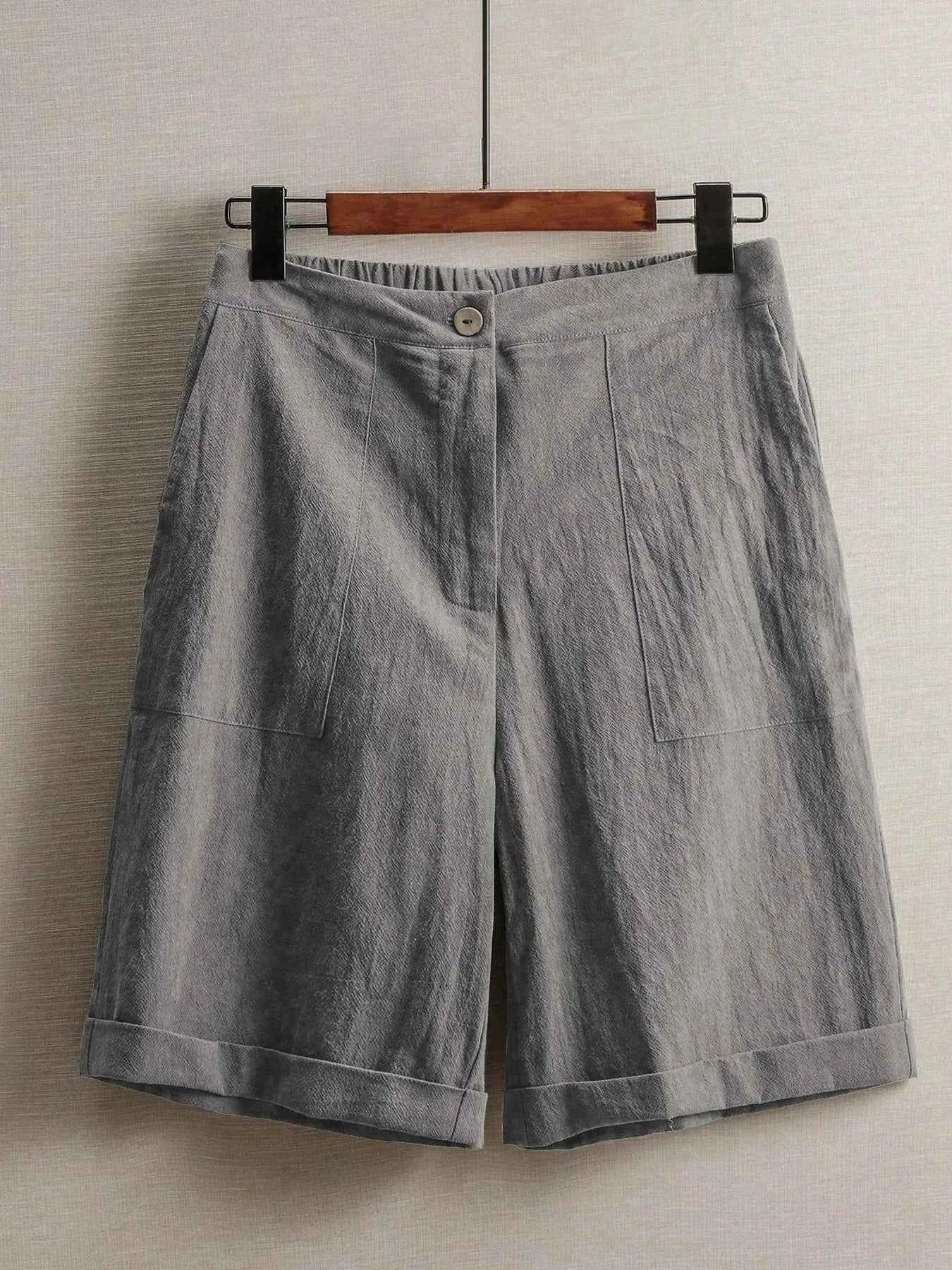 Summer women's thin five-point pants, wide-leg casual straight-leg high-waisted women's pants, fashionable outdoor sports pants
