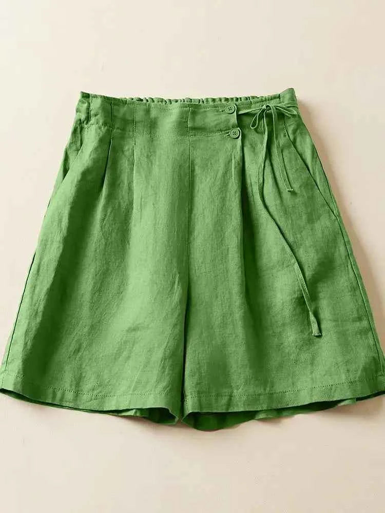 Women Casual Short Pants New Arrival 2023 Summer Vintage Style Solid Color Loose Comfortable Female Cotton Linen Shorts B2438