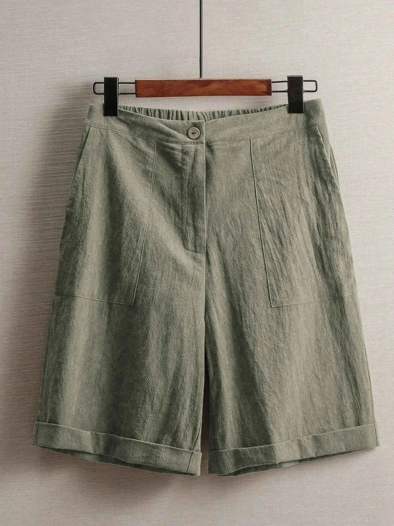 Summer women's thin five-point pants, wide-leg casual straight-leg high-waisted women's pants, fashionable outdoor sports pants