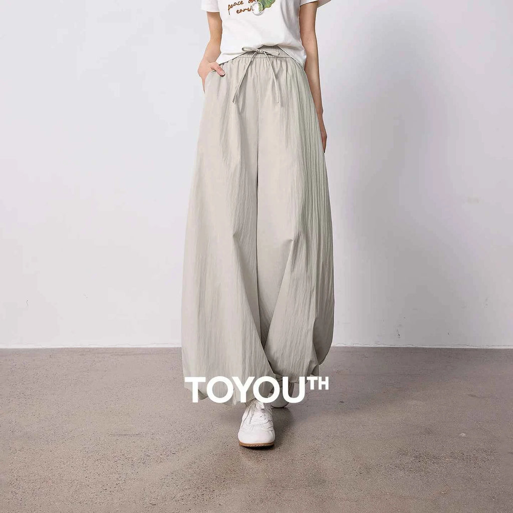 TOYOUTH Women's Wrinkle-Resistant Wide Leg Pants 2026 Summer New Straight Cut Bud Trousers, Travel Friendly