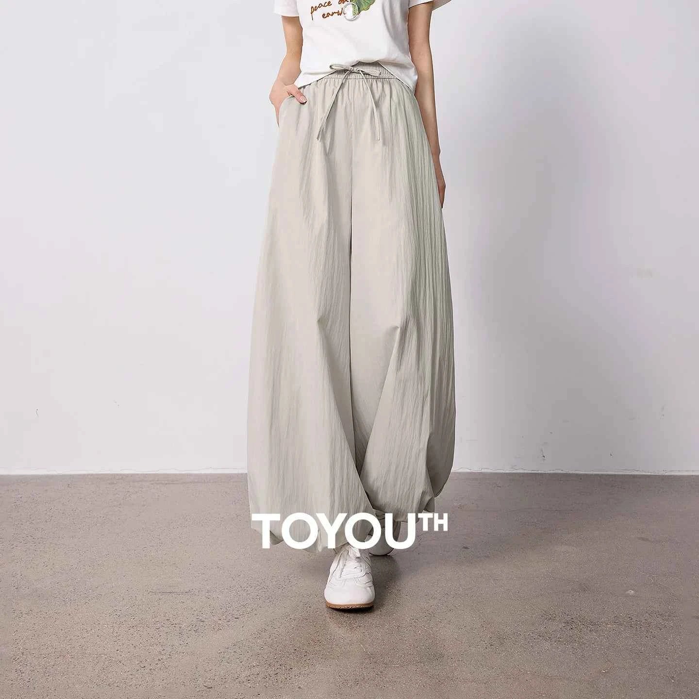 TOYOUTH Women's Wrinkle-Resistant Wide Leg Pants 2026 Summer New Straight Cut Bud Trousers, Travel Friendly