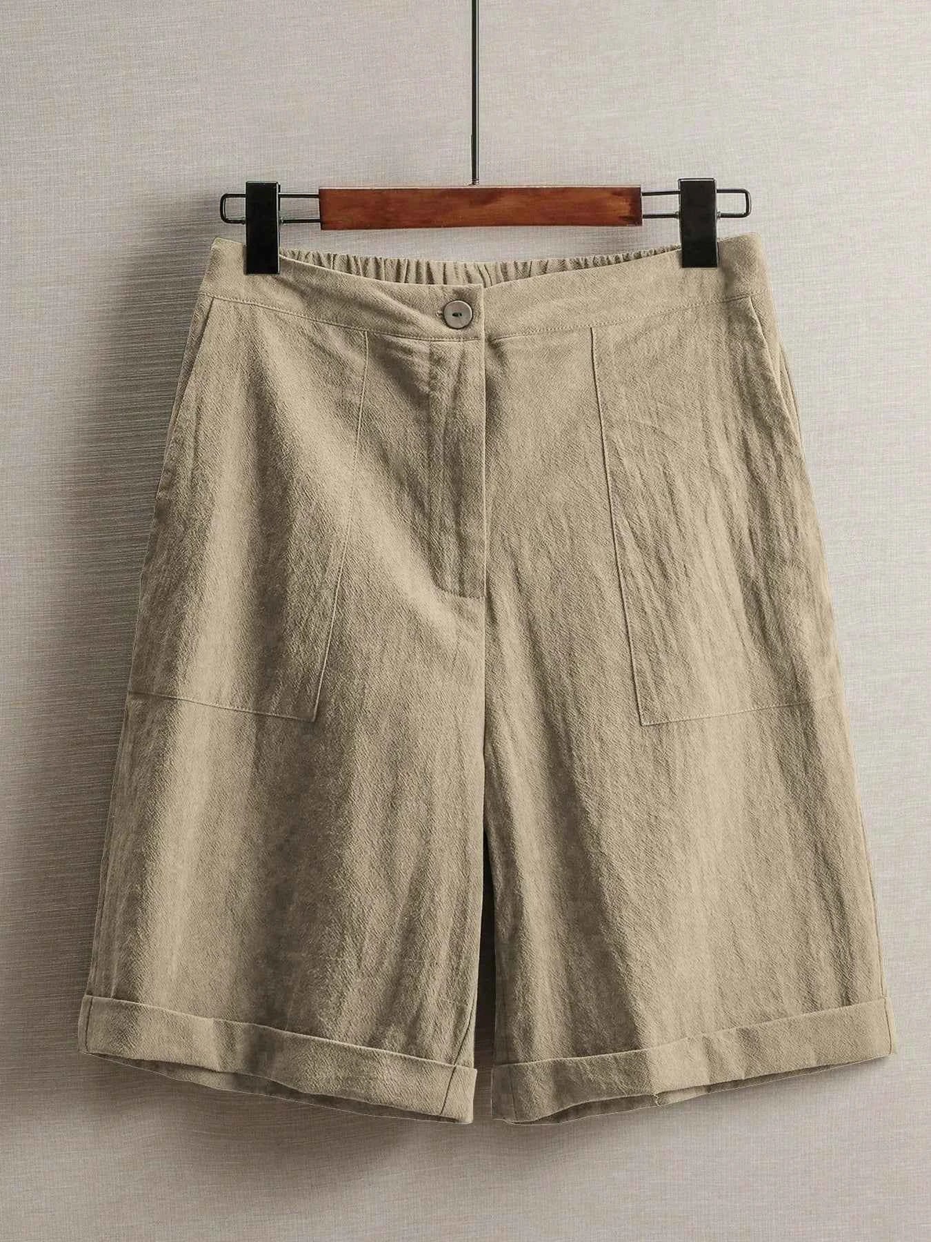 Summer women's thin five-point pants, wide-leg casual straight-leg high-waisted women's pants, fashionable outdoor sports pants