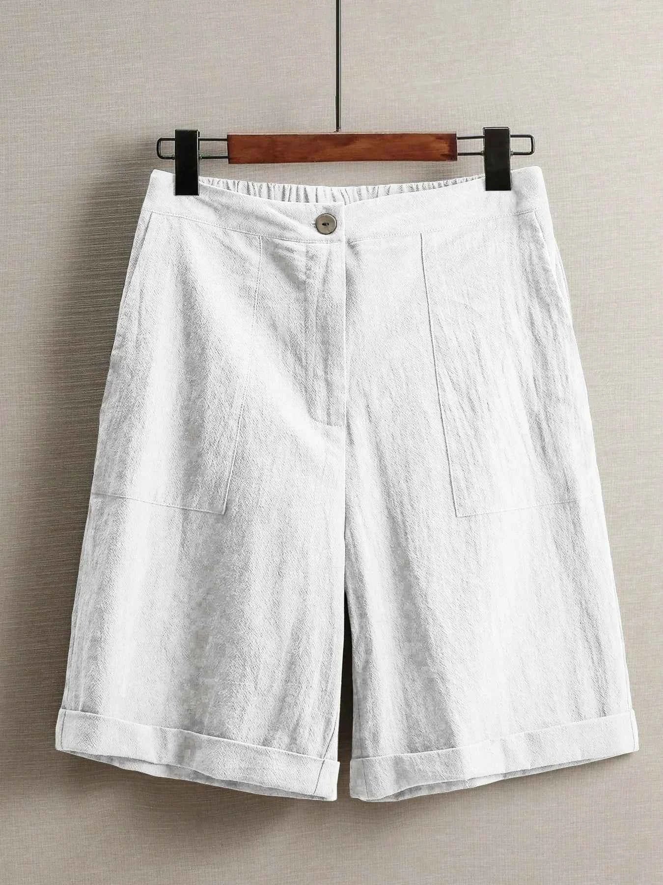 Summer women's thin five-point pants, wide-leg casual straight-leg high-waisted women's pants, fashionable outdoor sports pants